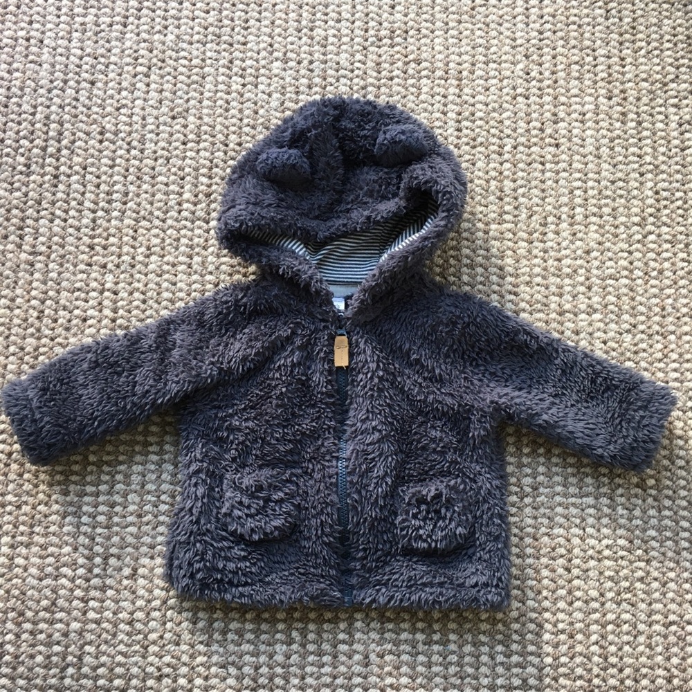 Carters 3M Gray/blue Sherpa hooded jacket